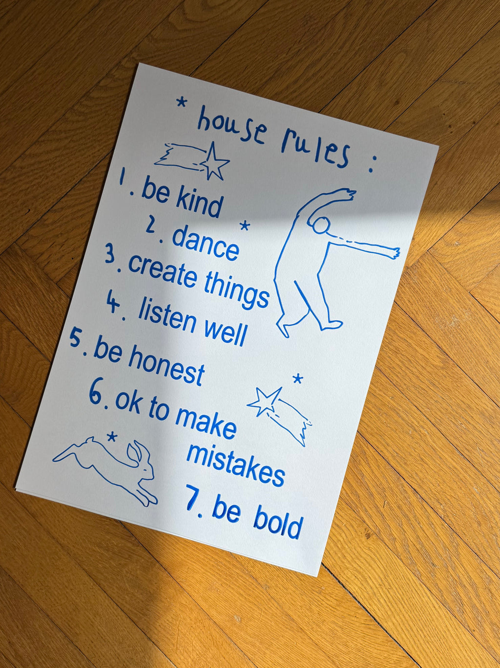 « house rules » screen printed poster