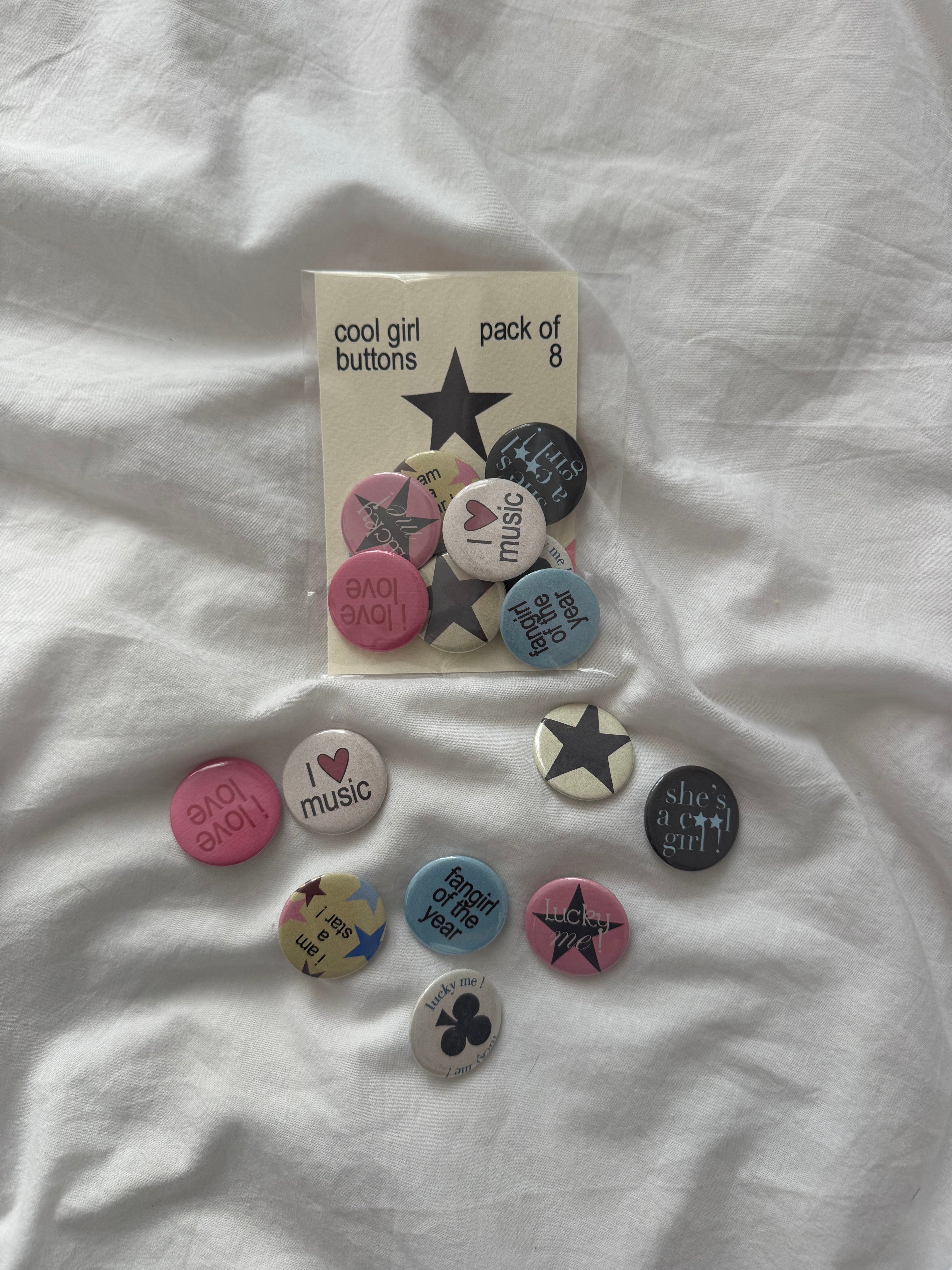 cool girl buttons - pack of 8